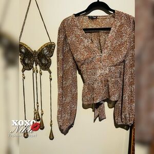 Fashion Nova Long Sleeve Blouse - Size L